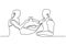 Romantic dinner continuous line drawing. Couple silhouette one hand drawn sketch. Vector minimalism design