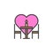 Romantic dinner table filled outline icon