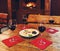 Romantic dinner for two near fireplace