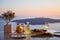 Romantic dinner for two at sunset.Greece, Santorin