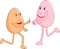 Romantic egg cartoon on knees with a ring in his hand proposing his valentine on the propose day. Vector Illustration.
