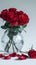 Romantic elegance Red roses in glass vase on white background