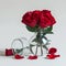 Romantic elegance Red roses in glass vase on white background