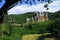 Romantic Eltz Castle and view of Eltz Valley, Eifel Mountains, Rheinland-Pfalz, Germany