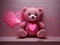 Romantic Embrace: Pink Laser Artistry of Teddy Bear Hearts