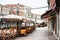 Romantic Empty Outdoor Cafe Near Rialto Bridge Facing Grand Canal in Venice