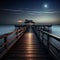 Romantic empty pier at night 2