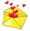Romantic envelope with many heart.