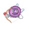 Romantic eosinophil cell Cupid cartoon character with arrow and wings