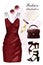 Romantic evening clothing set. Fashion clothes set with dress, shoes, hand bag, lipstick, sunglasses, watch. Sketch.