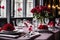 Romantic festive dinner in a restaurant, a celebration of Valentine\\\'s day, AI Generated