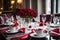 Romantic festive dinner in a restaurant, a celebration of Valentine\\\'s day, AI Generated
