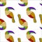 Romantic floral background. cartoon Rainbow Toucan bird