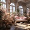 Romantic French style interior design, in New Luxury Home with Open Concept Floor Plan. Elegant Furniture with French