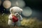 A Romantic Gesture, Teddy Bear with Heart in the Summer Grass. Generative AI