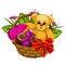 Romantic gift basket with sweets and a toys