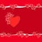 Romantic gift card with red heart and abstract flower frame