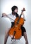 Romantic girl playing cello