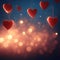 Romantic glow Red hearts on bokeh lights create a dreamy ambiance