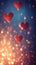 Romantic glow Red hearts on bokeh lights create a dreamy ambiance