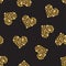 Romantic gold seamless pattern with hearts.