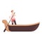 Romantic gondolier icon cartoon vector. Venice gondola