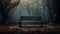 Romantic Gothic Forest Bench: A Dark And Nostalgic Atmosphere