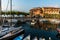 Romantic harbor of Torri del Benaco, Lake Garda in Italy