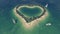 Romantic heart shaped tropical island Top view