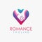 Romantic hold hands in love logo icon vector template, togetherness logo icon template