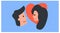 Romantic icon of two soul mates. Romantic theme clipart. landing page vector