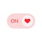 Romantic illustration `turn on your heart`. Flat design. Vector icon.