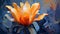 Romantic Impressionism: A Luminous Orange Flower In Digital Art