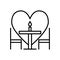 Romantic interior of a dining room line icon. Dining table and two chairs vector illustration isolated on white