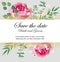 Romantic invitation card with rose, chamomile flowers and leaves