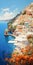 Romantic Karst Seascape: Stunning Amalfi Coast In Italy