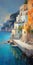 Romantic Karst Seascape: Stunning Amalfi Coast In Italy