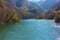 The romantic lake of Isola Santa in Tuscany, in the mountains of the Apuan Alps. panorama out of focus with a bit of mist