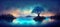 Romantic lake landscape in blue color, ai midjourney generative illustration