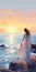 Romantic Landscape Painting: Girl On The Beach