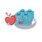 Romantic lego brick toys cartoon picture holding a heart