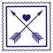 Romantic letter postal mark. Square valentine stamp