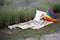 Romantic lgbt picnic with rainbow flag. Lgbti love concept.