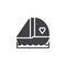 Romantic love boat icon vector
