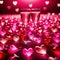 Romantic love celebration, champagne and pink hearts