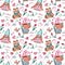 Romantic love gnomes seamless pattern. Spring background. Happy Valentine's day pattern