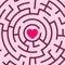 Romantic love heart in the center of the labyrinth