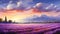 Romantic Manga-inspired High Resolution Portrait Of Lavender Mountains At Sunset