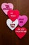 Romantic messages on hearts