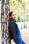 Romantic mood in a teen girl in an autumn birch grove. Soft focus image